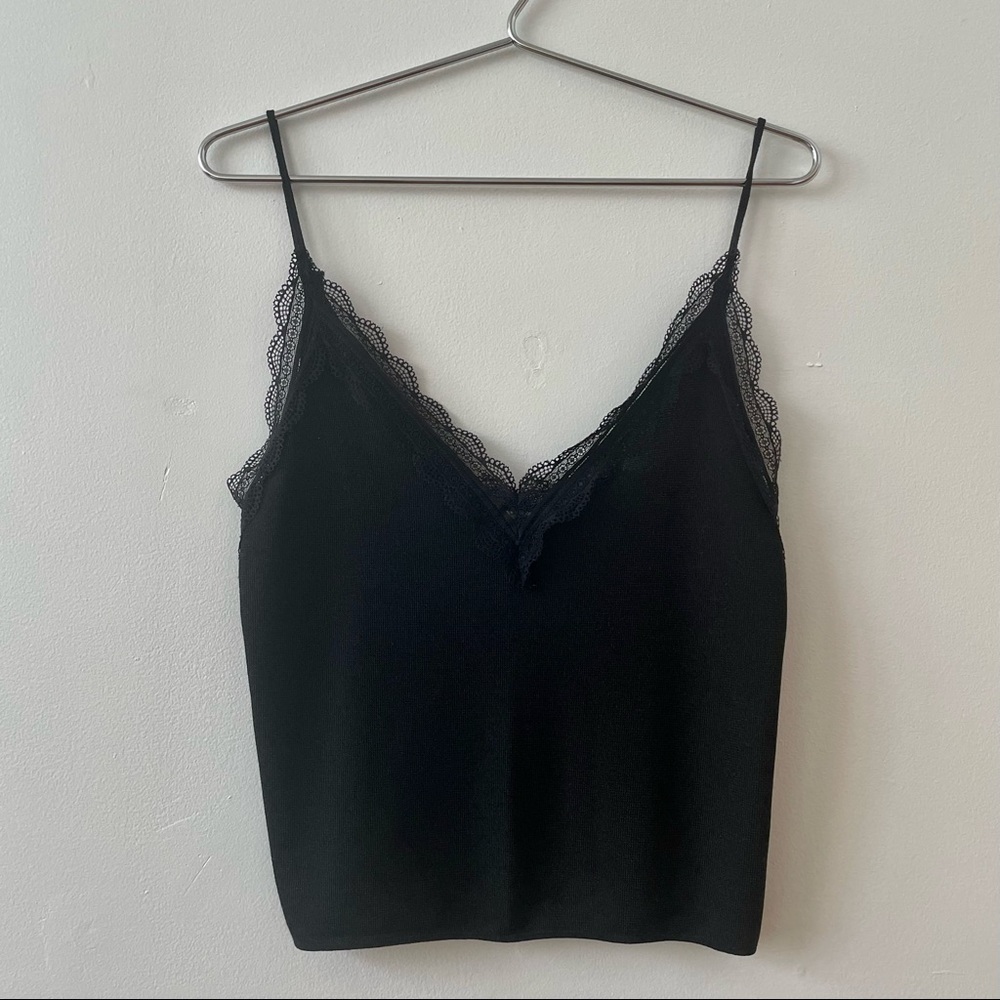 Knit lace black top Zara